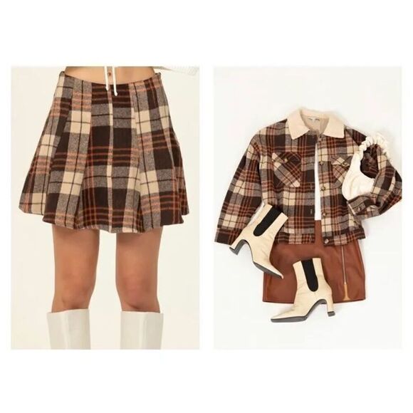 Flannel Plaid Brown Skirt - Picture 6 of 6